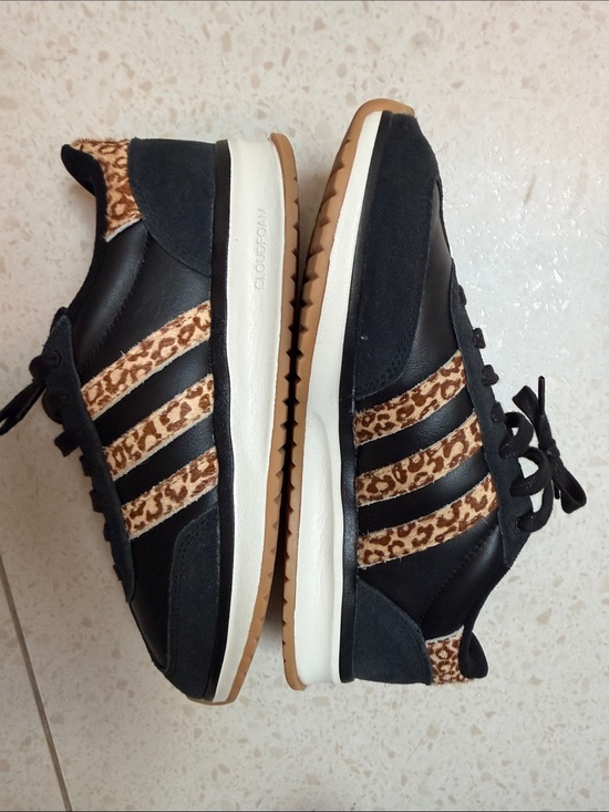 adidas Shoes - adidas retro comfort Black Sneakers with Leopard Print Stripes (sz8)